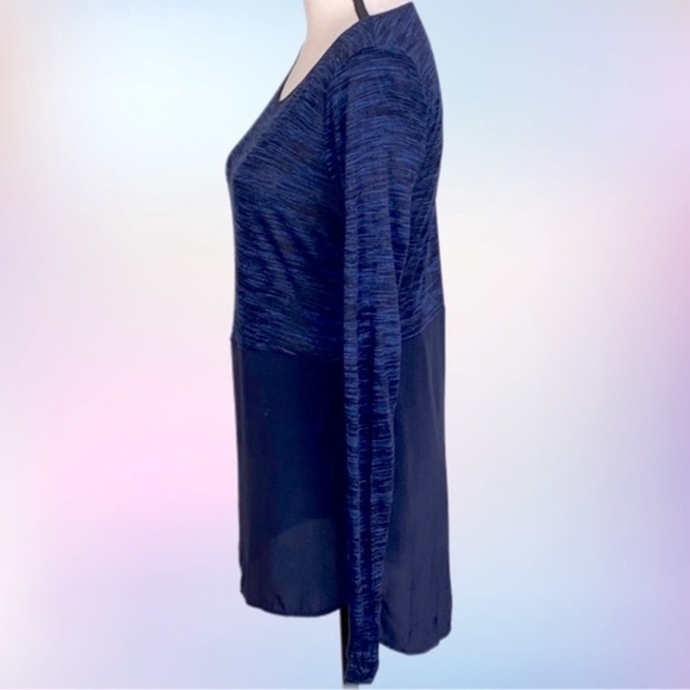 VINCE blue and black “Mixed Media” linen and silk tunic w/side slits. XS. EUC - Picture 7 of 12